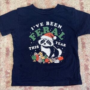 Baby Dooopy Navy 'I've Been Feral This Year' Raccoon Graphic Tee 3T